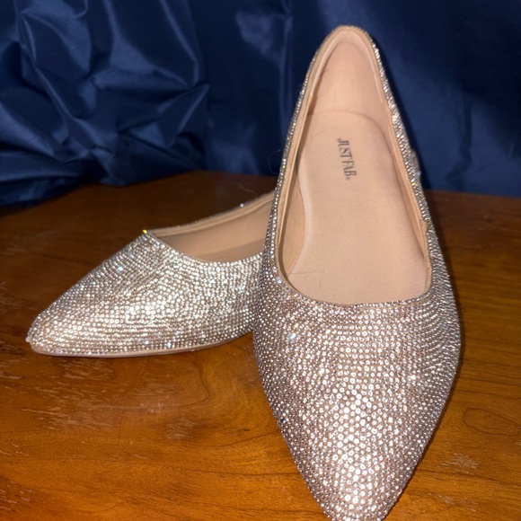 JustFab Women's Glitter Flats - silver - Picture 2 of 4